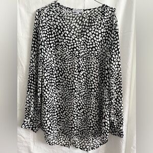 Ophelia Roe Polka Dot Long Sleeve Tunic Blouse Black/White size Medium